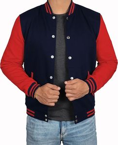 Veste universitaire pour homme, style baseball, col montant, patchwork, couleur unie, vêtement d'extérieur décontracté, pour l'automne - Product Image 4
