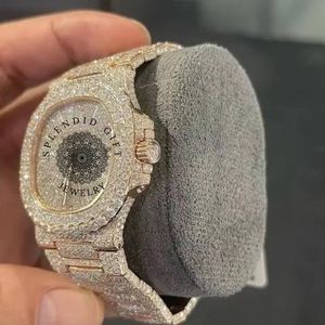 Splendid Gift Jewelry Luxury Diamond <b>Watch</b> <b>Case</b> 42mm Sapphire Crystal Analog ETA Quartz Movement Men's Band 15mm 10m Water - Product Image 6
