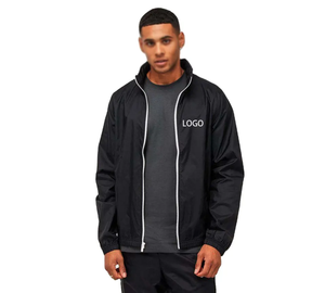 Chándal Deportivo Negro para Hombre, de Poliéster, con Cierre Completo, Cuello Alto, Estilo Casual para Otoño, Color Sólido, Secado Rápido, Corte Regular, con Logotipo - Product Image 6