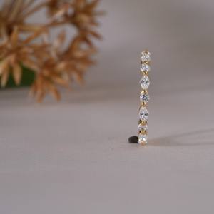 Bague d'anniversaire de mariage élégante, bijoux fins modernes, or jaune, diamants taillés mixtes, bague éternité pour femme, fine et élancée - Product Image 6