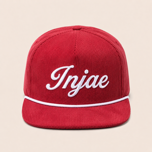 Wholesale Custom Logo Corduroy Snapback <b>Hat</b> High Quality Red <b>Flat</b> Brim Rope Cap Vintage Embroidered Hip Hop Sports <b>Hats</b> - Product Image 1