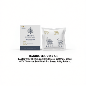 Juego de Sábanas de Algodón de Alta Calidad BAGRU de 100x108 Pulgadas para Hogar y Hotel, 300 Hilos, Tamaño Individual, Sábanas Ajustables y Planas Suaves con Diseño Sólido - Product Image 2