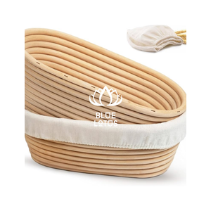 BEST SELLING Round & Oval Rattan <b>Bread</b> Proofing <b>Basket</b> with Liner Artisan <b>Bread</b> Baking Supplies - Product Image 1
