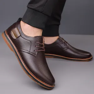 Chaussures habillées en cuir véritable pour hommes, style Oxford Brogue à lacets, chaussures décontractées italiennes de luxe, mocassins et loafers grandes tailles - Product Image 5