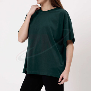Camiseta de Cuello Redondo Extra Grande para Mujer, Color Sólido, 100% Algodón, Corte Holgado, Manga Corta, Tejido Jersey Transpirable, para Todas las Temporadas - Product Image 2