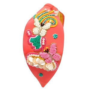 Venta al por mayor a granel personalizado tela bordada diadema hecho a mano moda accesorio para el cabello hermosas flores diadema personalizada - Product Image 3