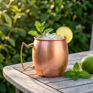 Taza de Cerveza Moscow Mule Clásica de Cobre Puro 100% de 16oz, Martillada, con Asa de Latón, Ecológica, para Fiestas - Product Image 5