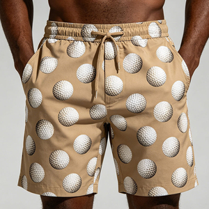 Men's Customized Colors Sublimation <b>Glitter</b> Print Golf <b>Ball</b> Board Shorts Mid Rise Button Fly Casual Breathable Quick Dry Pockets - Product Image 5