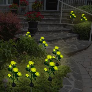 2 pz lampada a LED decorativa a energia solare con Design a fiori di Rose resistente all'acqua luci di paletto per giardino esterno in giardino - Product Image 6