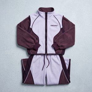 Ensemble de survêtement en polaire pour femme, couleur violette, veste zippée, pantalon de jogging à jambes larges, streetwear, vêtements de sport décontractés, vêtements personnalisés - Product Image 5