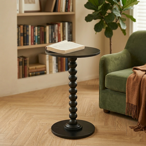 Modern Black Bobbin Side <b>Table</b> <b>Round</b> <b>Wooden</b> Pedestal Drink <b>Table</b> for Living Room Nordic home furniture - Product Image 1