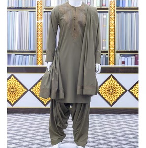 Shalwar Kameez Traditionnel Respirant avec Broderie et Patchwork, Style Punjabi, Robe Formelle Afghane pour Garçons - Product Image 1
