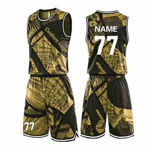 Ensemble d'uniformes de basketball sans manches à col en V, motif crânes imprimé par transfert thermique, logo personnalisé sur le devant, nom de l'équipe, polyester/coton, séchage rapide - Product Image 2