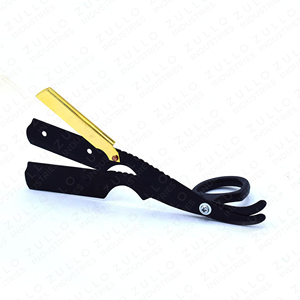 Rasoir de barbier pliant en acier inoxydable à motif feuille personnalisé OEM, rasoir droit à demi-lame pour usage professionnel - Product Image 5