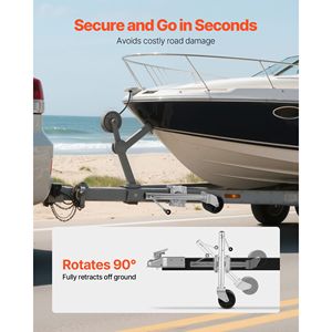 Martinetto Girevole per Rimorchio Barca Resistente con Capacità di Carico di 900 kg, Maniglia Ergonomica, Ruote Doppie in PP da 1 Pollice - Product Image 6