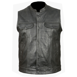 เสื้อกั๊กหนังสำหรับนักขี่มอเตอร์ไซค์ HMB-5080C สีดำ เสื้อกั๊กแฟชั่นขายส่ง กันลม ระบายอากาศได้ดี สไตล์วินเทจสำหรับฤดูร้อน - Product Image 4