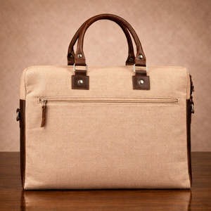Porte-documents classique en toile pour ordinateur portable, couleur gris bicolore, sac de bureau professionnel durable avec poignées en cuir et bandoulière - Product Image 3