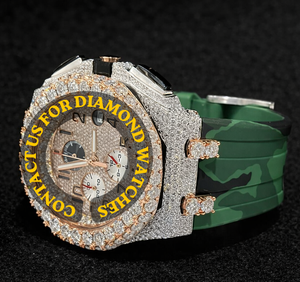 Reloj Moderno con Moissanita Semi-Engastada, Brillante y Duradero, para Fiestas, Bodas y Uso Diario, con Elegante Correa de Goma Verde - Product Image 4