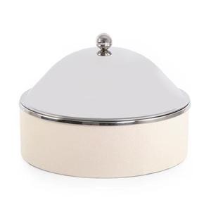 Decorative Silver Conical Lid Food Warmer with Wooden Base Crisscross Pattern Elegant Casserole Pot <b>Kitchenware</b> Home Decor - Product Image 4