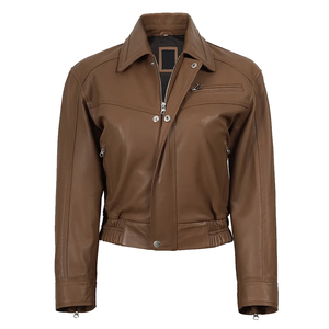 Men's High Street Stylish Casual Autumn Cow Skin Jacket Stand Collar Windproof Quick Dry Thick Warm <b>Gloves</b> Motorcycle Use - Product Image 4