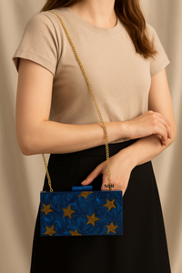 Pochette de soirée de luxe faite à la main en bois et résine, durable et écologique, avec incrustation géométrique, sac à bandoulière avec chaîne, logo personnalisé - Product Image 4