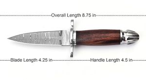 Daga de Damasco Hecha a Mano al por Mayor - Cuchillo de Doble Filo - Hoja Fija de 8.5 Pulgadas para Caza con Mango de Madera y Funda de Cuero - Product Image 5
