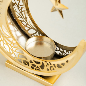 เตาเผาเครื่องหอมโลหะรูปพระจันทร์เสี้ยวแบบพกพา สไตล์ตะวันออกกลาง สำหรับห้องนั่งเล่น ตกแต่งโต๊ะทำงาน กลิ่นหอมอโรมาเธอราพี แกะสลักจากโลหะ - Product Image 3