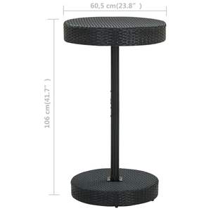 Mesa de Jardín de Ratán PE Negro con Superficie de Acero con Recubrimiento en Polvo, Mesas de Exterior de Altura Media - Product Image 5
