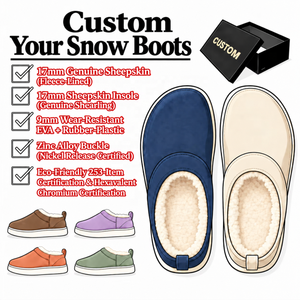 <span class=keywords><strong>Bottes</strong></span> d'hiver classiques pour femmes, imperméables, en cuir de mouton, doublées de laine, à talon plat, à enfiler, chaudes - Product Image 1