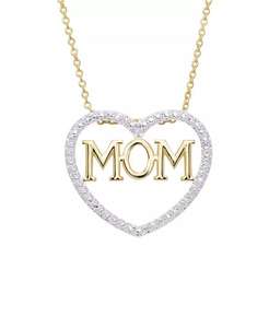 Collana pendente con cuore di mamma placcata in oro con accento di diamanti | Macy's - Product Image 1