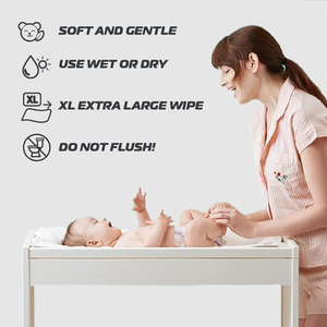 Lingettes pour bébé Krclean XK1, blanches, 50/80 feuilles, non-tissées, ultra-douces, en sachet, qualité export, du Vietnam, vente en gros - Product Image 3