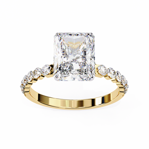 Anillos de Compromiso de Lujo con Diamantes Radiantes Cultivados en Laboratorio, Oro Amarillo de 14K, Anillos de Promesa y Aniversario con Pavé, Anillos de Novia, Joyería al por Mayor - Product Image 3