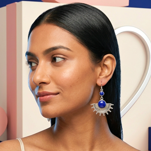 Pendientes de Lapislázuli en Plata de Ley 925, Gema Azul Natural, Piedra de Nacimiento de Septiembre, Joyería Étnica Hecha a Mano con Diseño Floral, Regalo - Product Image 6