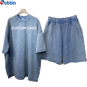 Conjunto de Camiseta y Pantalones Deportivos Personalizados, Cómodos, Unisex, Estilo Vintage, Lavado Desgastado, Talla Grande, Transpirables para Verano - Product Image 4