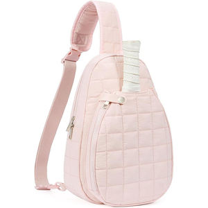 Elegant Pastel Pink Tennis Sling Bag Multi Pocket Athletic <b>Racket</b> Carrier for Professional and Amateur Players - Product Image 6