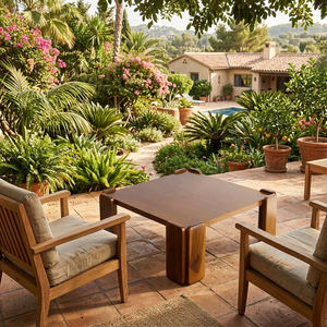 Mesa de Centro Cuadrada de Madera de Teca Sólida de Estilo Contemporáneo de Mediados de Siglo, Marca Niwara Bisoepo, Acabado Liso y Duradero de Alta Gama para Interiores de Apartamentos - Product Image 5