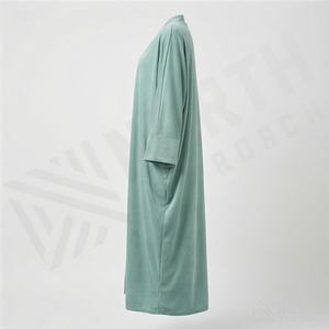 Abaya d'hiver unie, couleur personnalisée, cardigan modeste à manches longues, imprimé sérigraphié, style musulman ouvert pour femme - Product Image 3