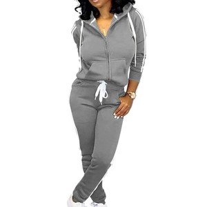 Conjunto Deportivo para Mujer con Capucha, Color Degradado, Cierre de Cremallera, Manga Larga, Corte Regular, Informal, Otoño, Transpirable, Poliéster y Algodón - Product Image 6