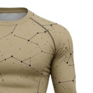 Camiseta de Compresión de Manga Larga Color Caqui con Estampado de Constelaciones, para Entrenamiento Atlético, Gimnasio, Ejercicio, Sublimada, de Secado Rápido, Ropa Deportiva - Product Image 4