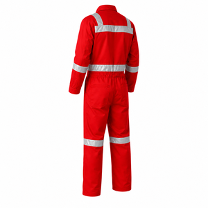 Combinaison de travail industrielle haute visibilité ignifuge rouge avec bandes réfléchissantes, coupe-vent et robuste pour mécanicien - Product Image 6