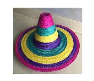 Handmade Party hat supply/ Mexican Straw Hat /Woven Hawaii Straw Hat For People Bright Red Edged Mexican Hat