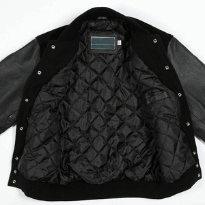 Veste varsity en toile noire pour homme, col rond, streetwear d'hiver, vêtements décontractés - Product Image 5