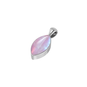 Premium 925 Sterling Silver Fine Pendant & Charm Pink Moonstone Gemstone Pear Marquise Oval Cab <b>with</b> Spring <b>Lock</b> Bezel Setting - Product Image 4