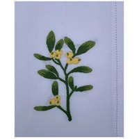 Serviette de table en tissu blanc avec ourlet brodé motif mistletoe, réutilisable, en coton, pour restaurant, maison, fêtes