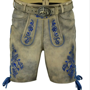 Shorts bavarois en cuir véritable brodés sur mesure pour hommes - Écologiques, coupe-vent et respirants - Product Image 1