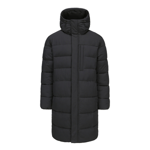Women's Long <b>Quilted</b> Winter Jacket Hooded Full Sleeve Zipper Closure Solid Color Polyester <b>Wadding</b> Thick Warm Coat - Product Image 1
