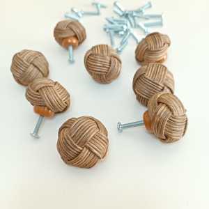 Furniture <b>hardware</b> handles & knobs direct supply from factory handwoven rattan handle knob - Product Image 5