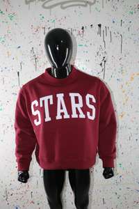 STARS BROWN <b>Mock</b> <b>Neck</b> Sweatshirt 100% Applique Embroidery wide <b>neck</b> Sweatshirt Finer Threads - Product Image 2