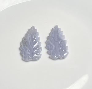 Venta al por mayor de cabujones de ágata de encaje azul natural tallados en forma de hoja, par a juego, para joyería personalizada - Product Image 3