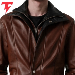 Abrigo Largo de Invierno para Hombre, Ecológico, Transpirable, Impermeable, Antiarrugas, con Cuello Mao, Doble Botonadura, de Cuero Genuino - Product Image 6